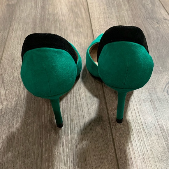 Zara green/black colorblock pointed toe heel - Picture 3 of 5